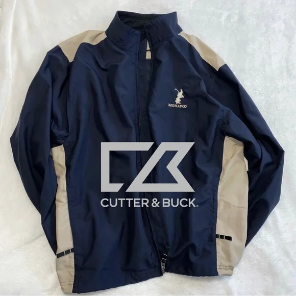 Mens Vintage Cutter Buck Jacket 90s Navy Blue WeatherTec Windbreaker Full  zip